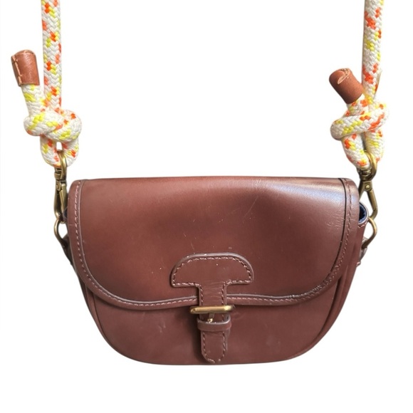 J. Crew Classic Small Saddle Bag in Brown Leather Cross Body Outside Pocket EUC - Picture 14 of 17